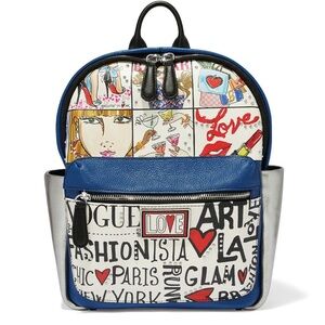 Brighton Blue and White Graphic Backpack